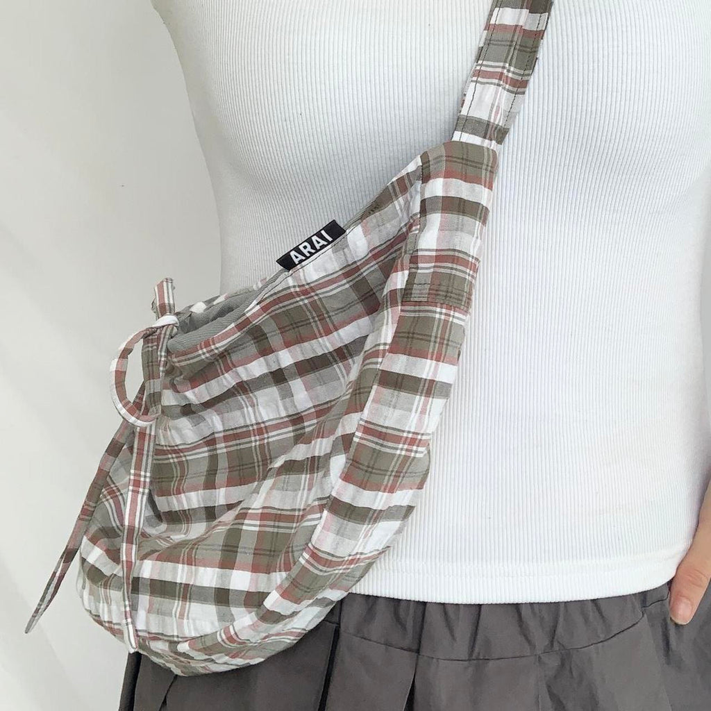 Plaid Crescent Bag