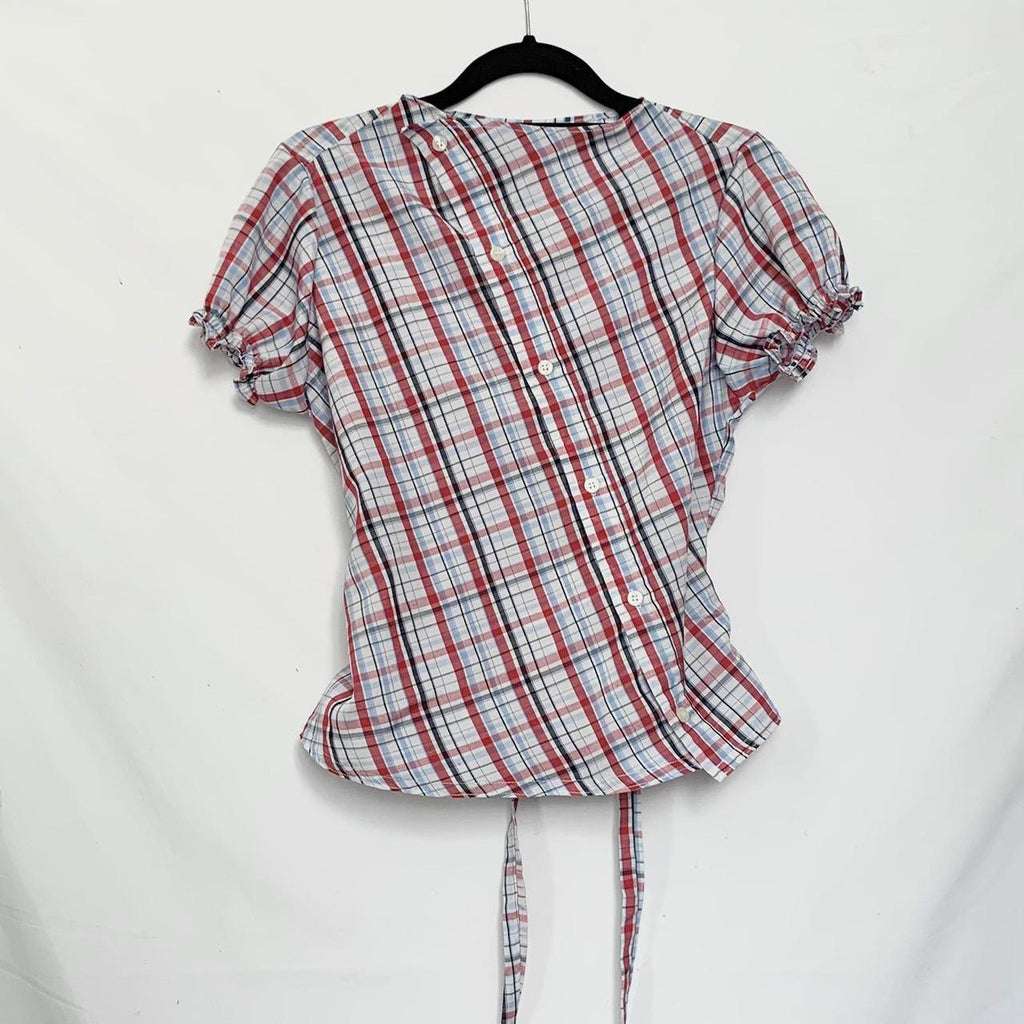 Plaid asymmetric shirt
