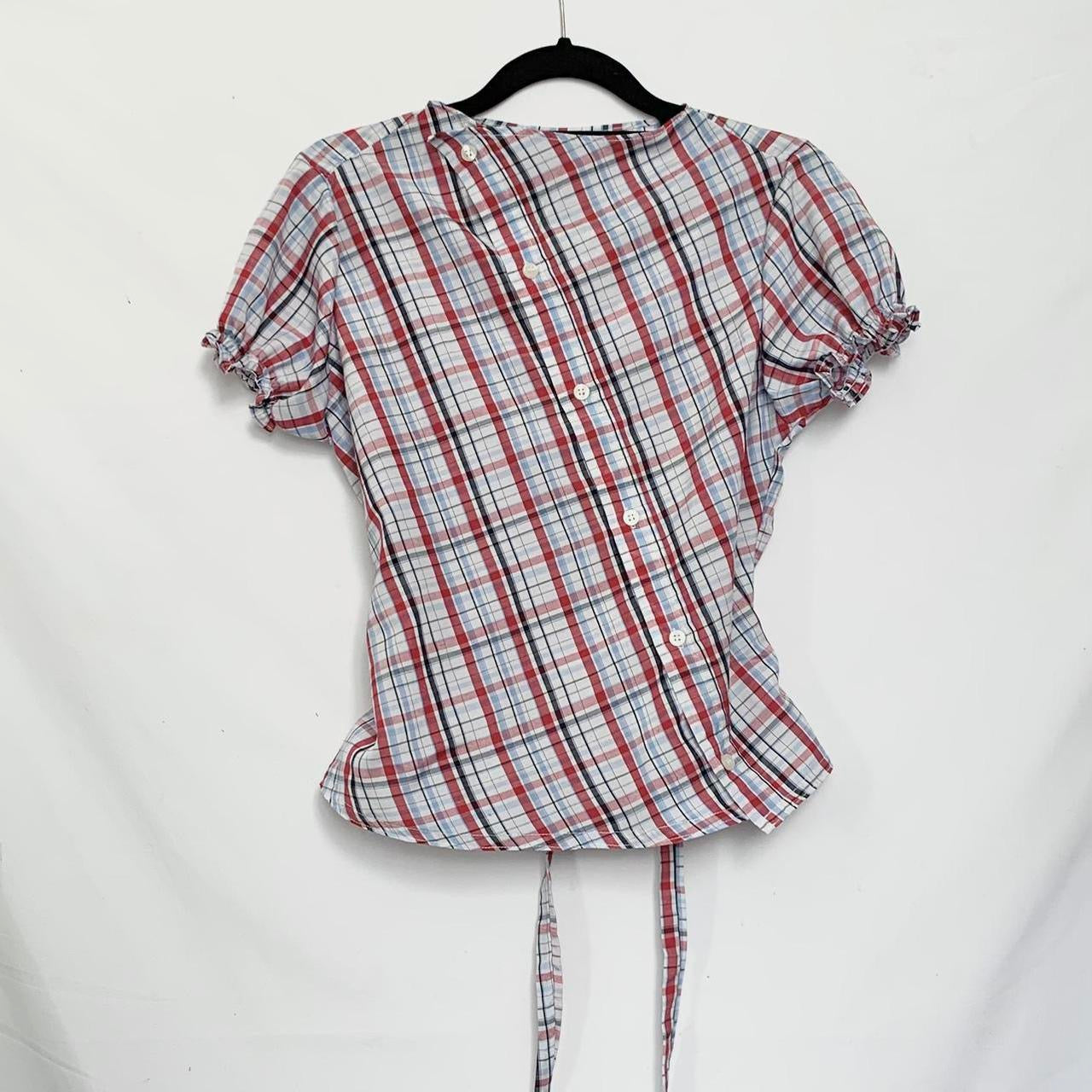 Plaid asymmetric shirt