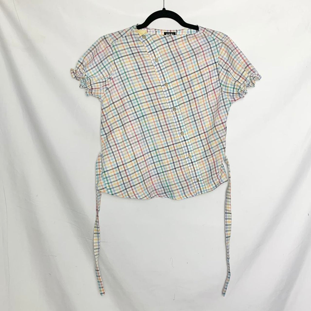 Plaid asymmetric shirt