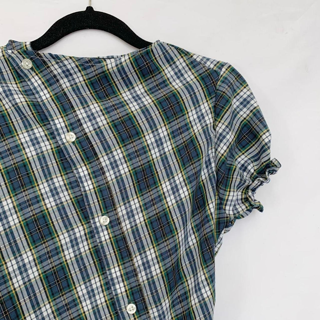 Plaid asymmetric shirt