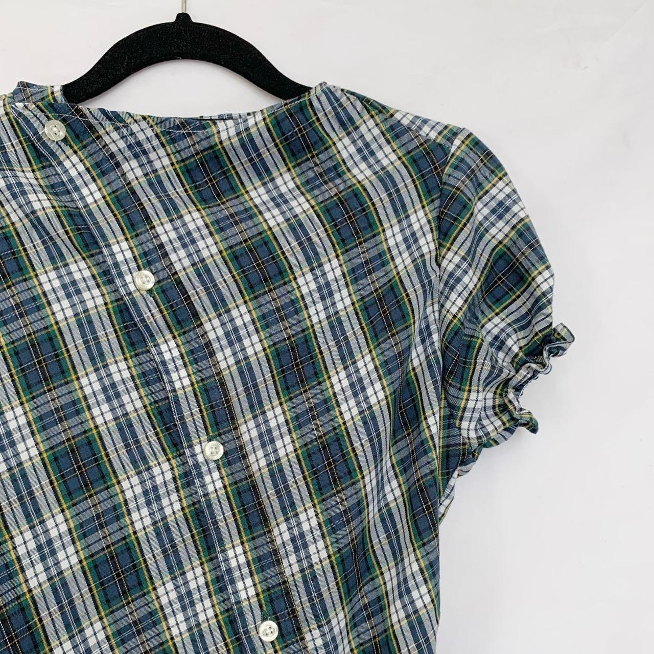 Plaid asymmetric shirt