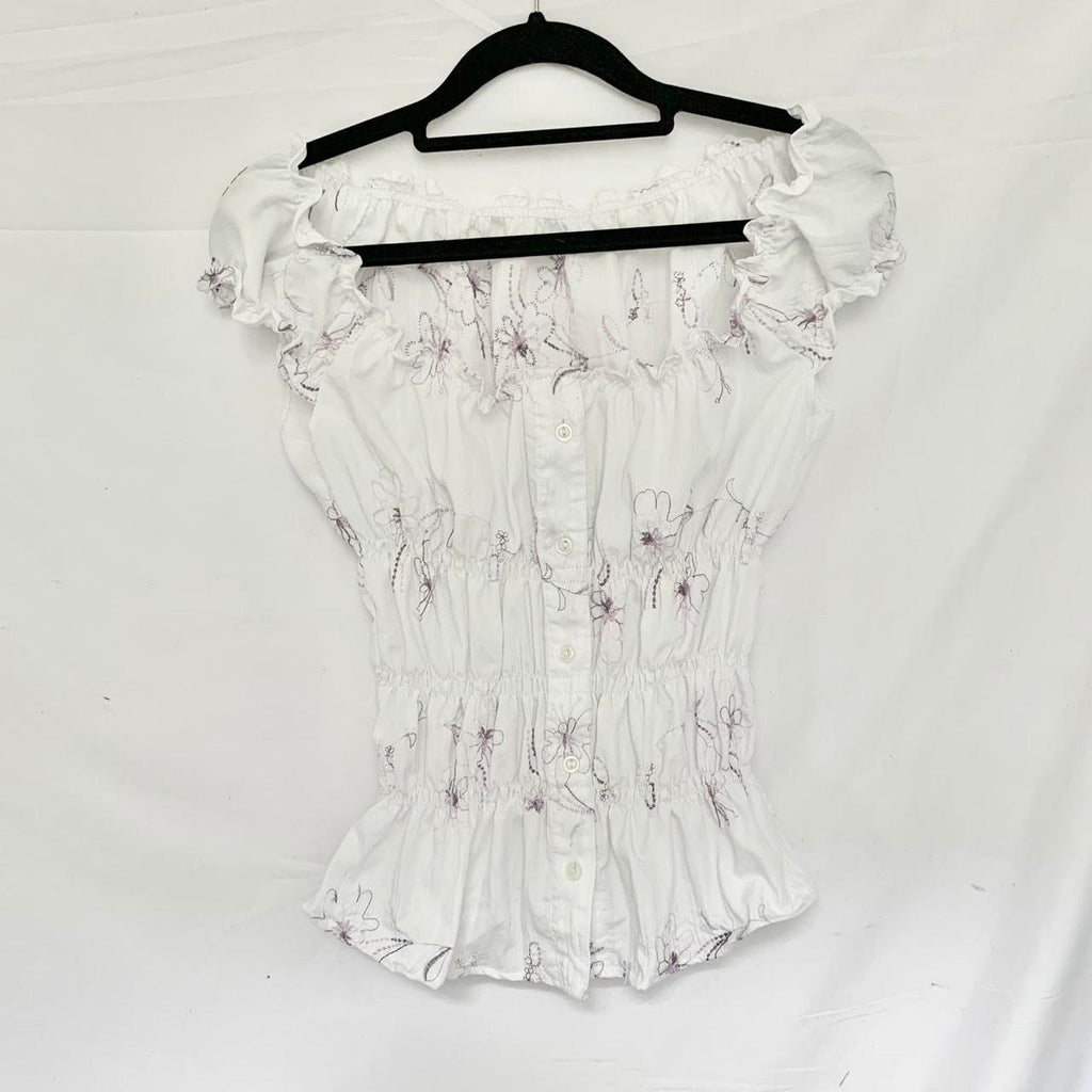 Floral Embroidered Milkmaid Top