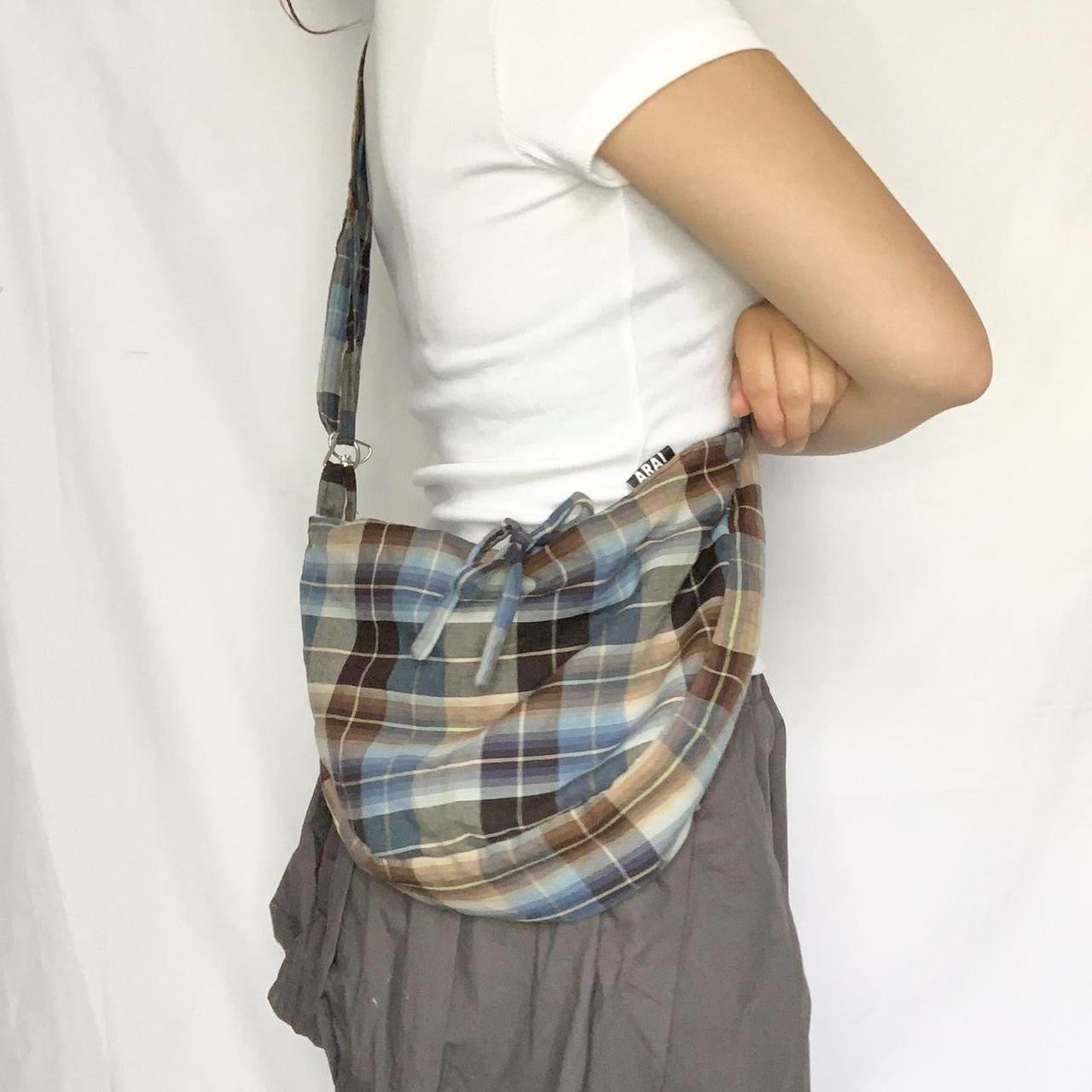 Plaid Crescent Bag