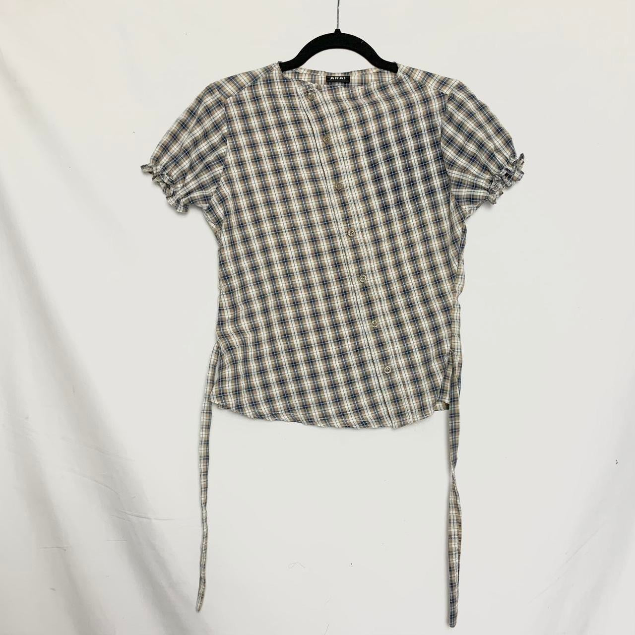Plaid asymmetric shirt