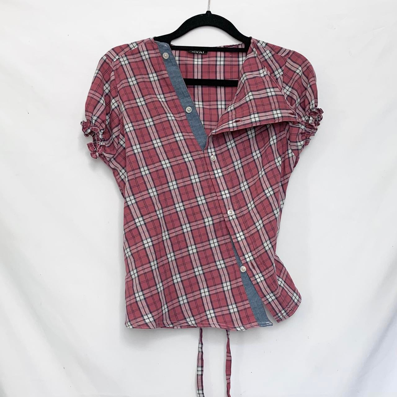 Plaid asymmetric shirt