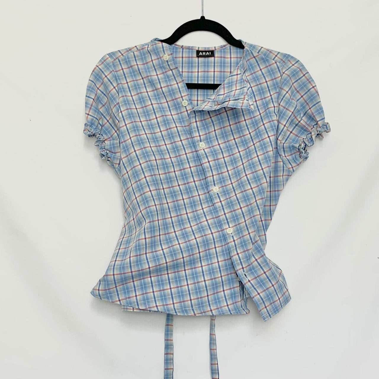 Plaid asymmetric shirt