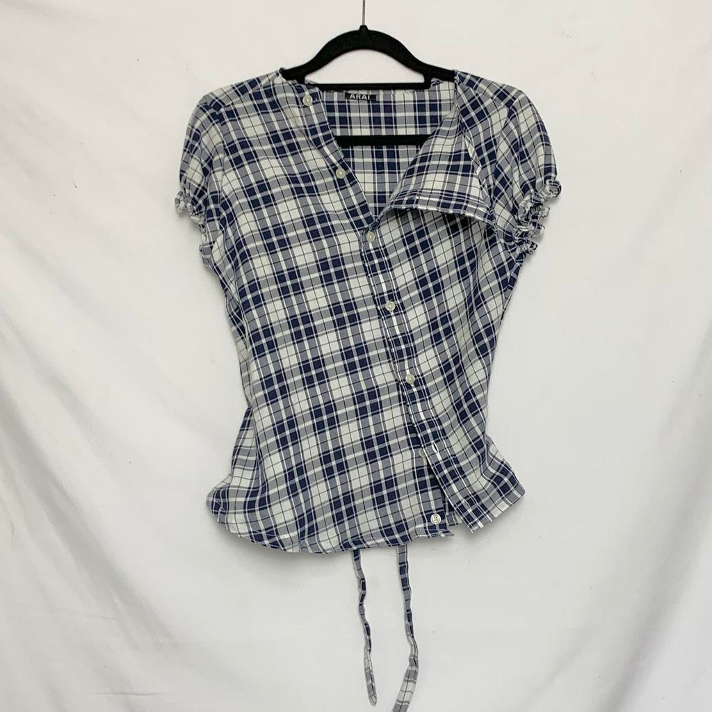 Plaid asymmetric shirt