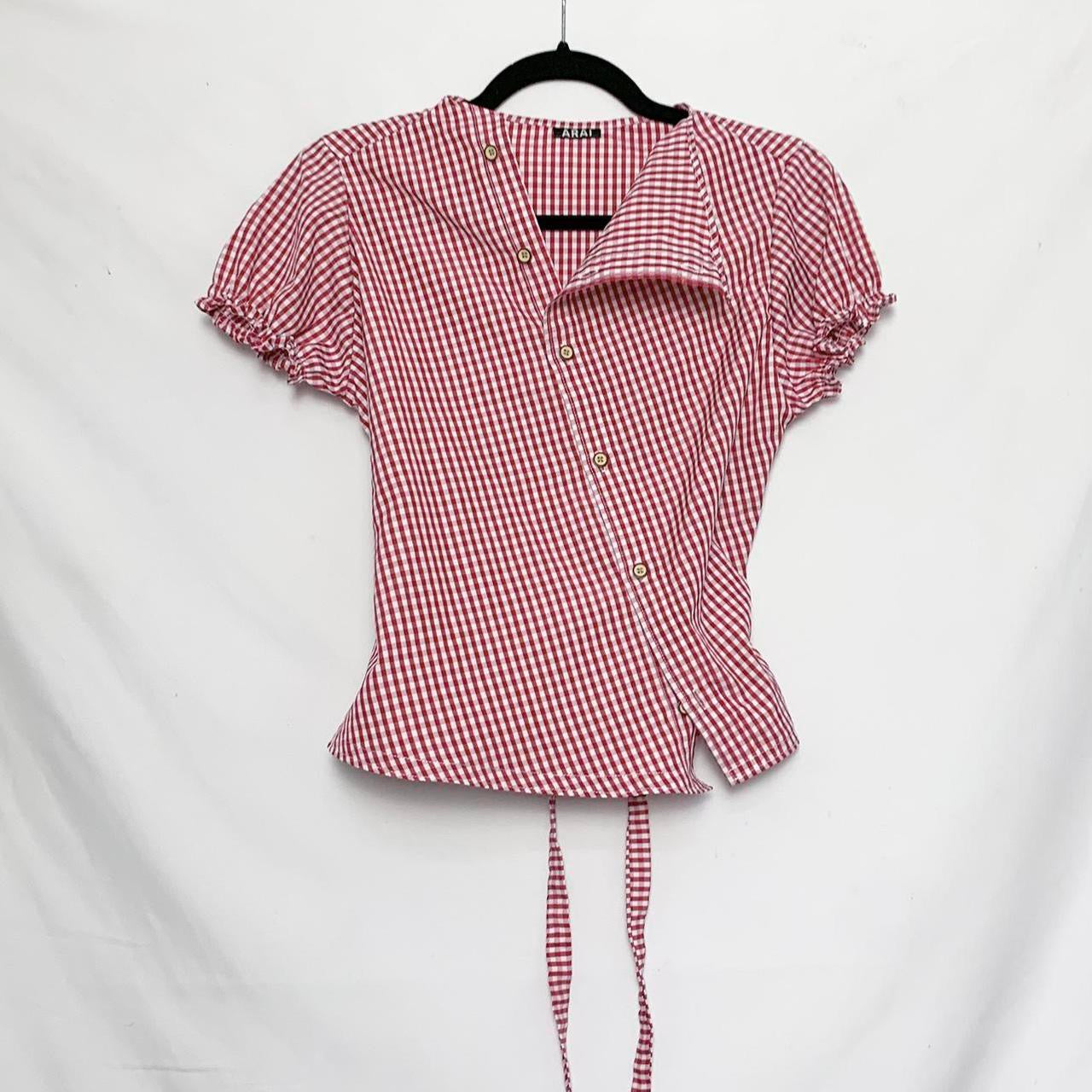 Plaid asymmetric shirt