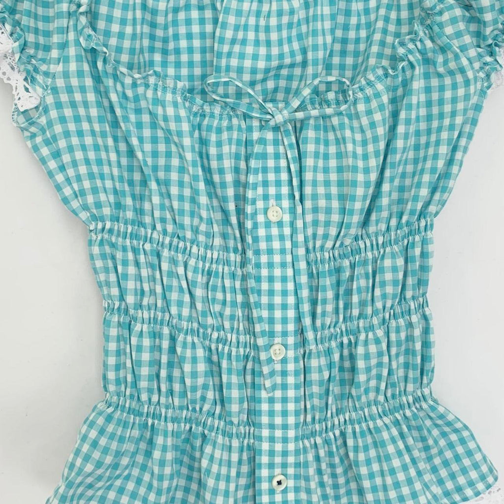 Checkered Milkmaid Top