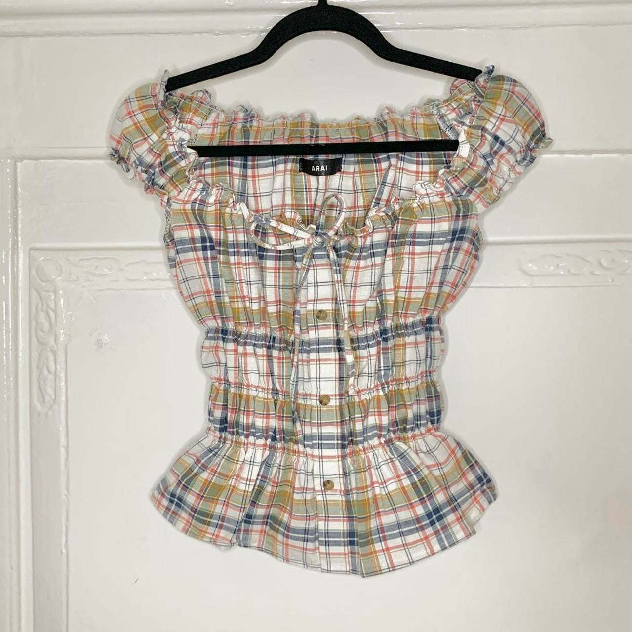 Plaid Milkmaid Top