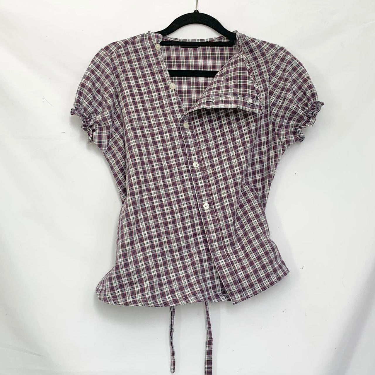 Plaid asymmetric shirt