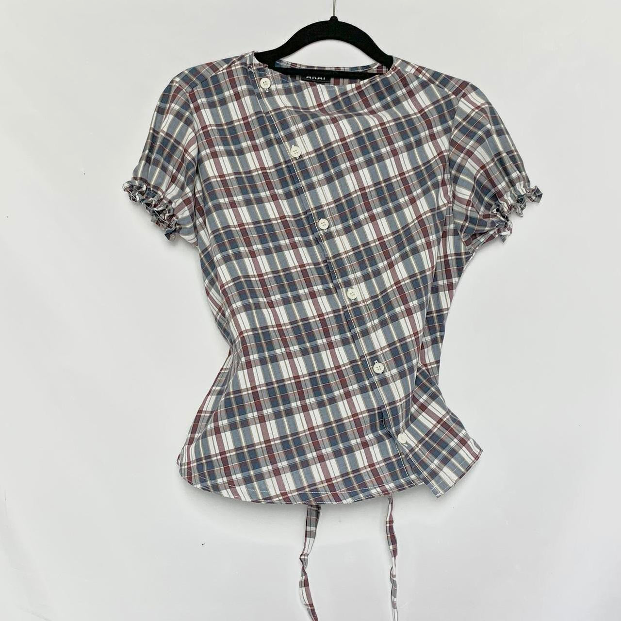 Plaid asymmetric shirt