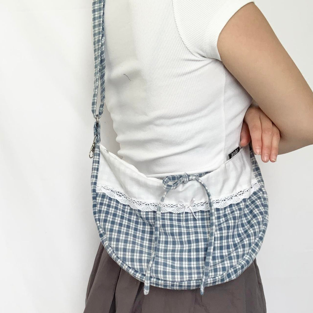 Plaid Crescent Bag