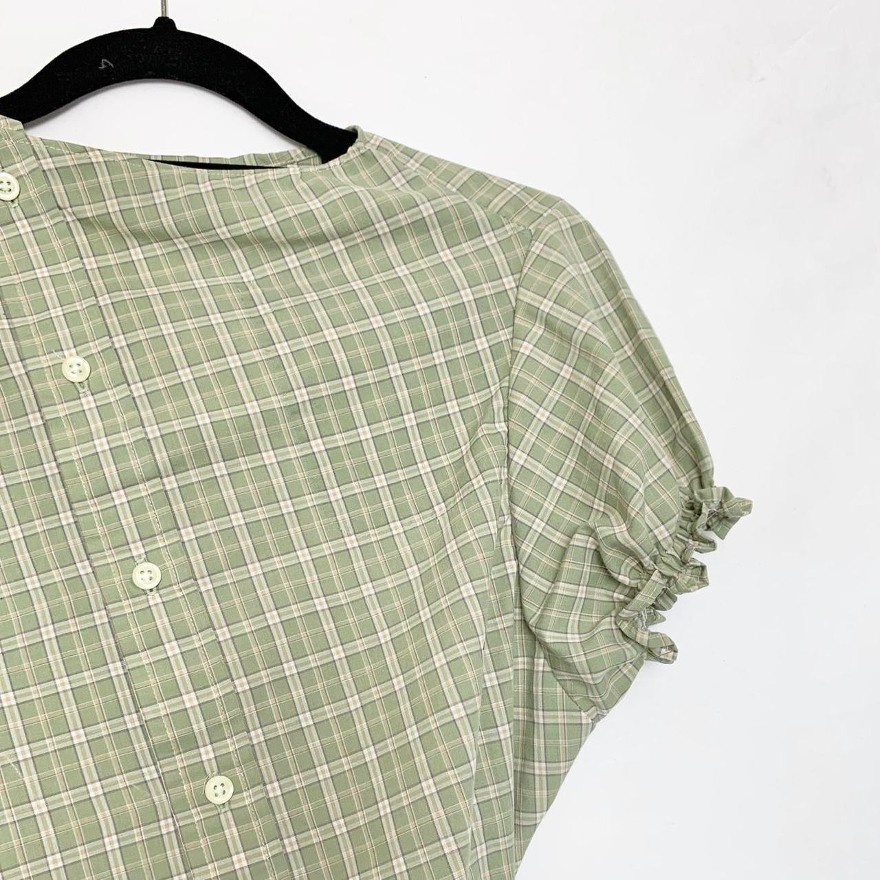 Plaid asymmetric shirt