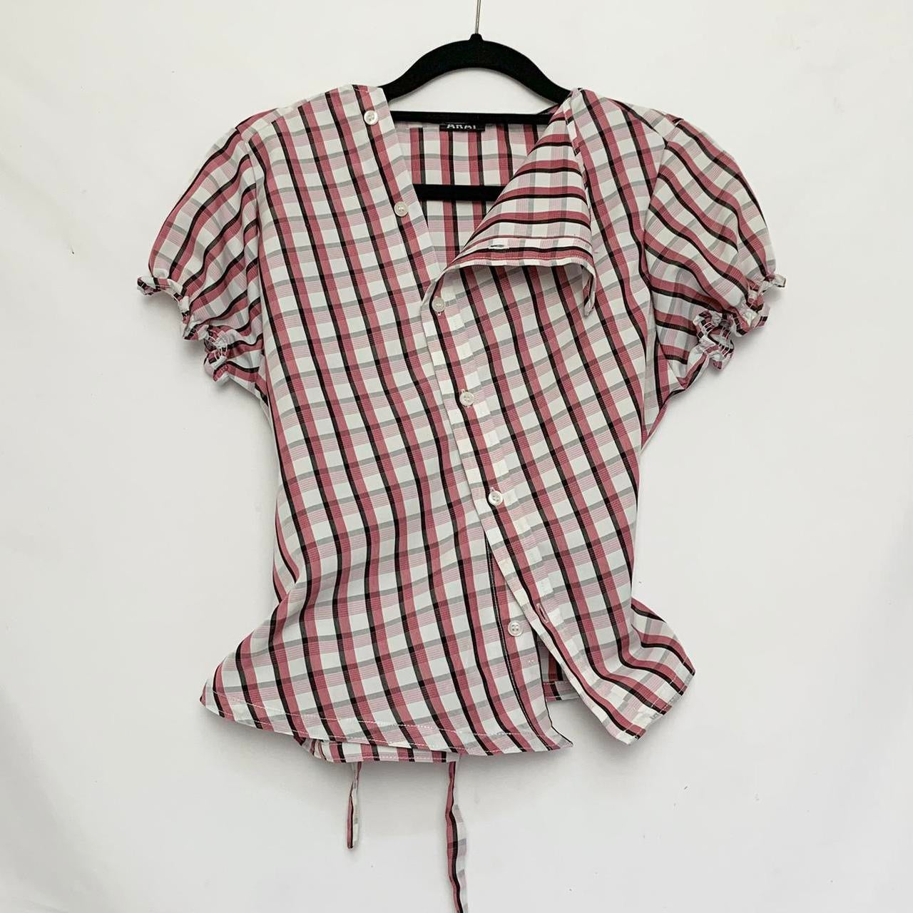 Plaid asymmetric shirt