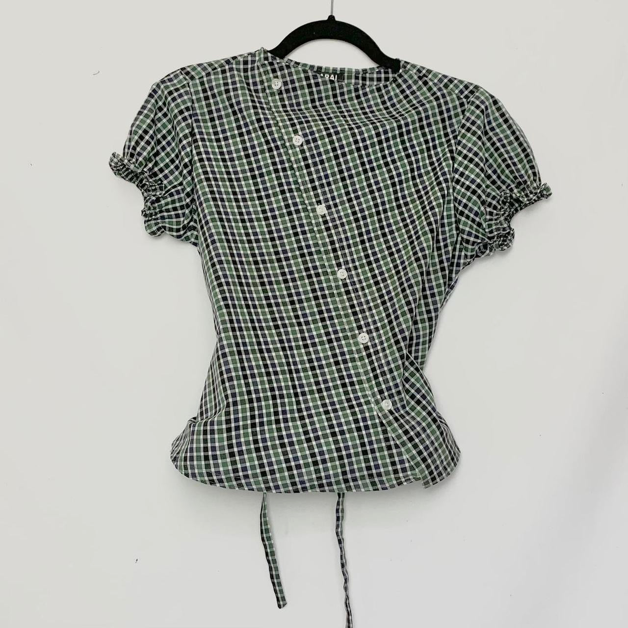 Plaid asymmetric shirt