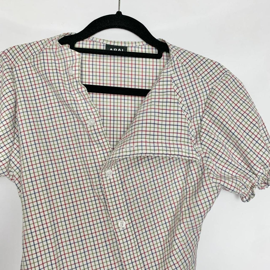 Plaid asymmetric shirt