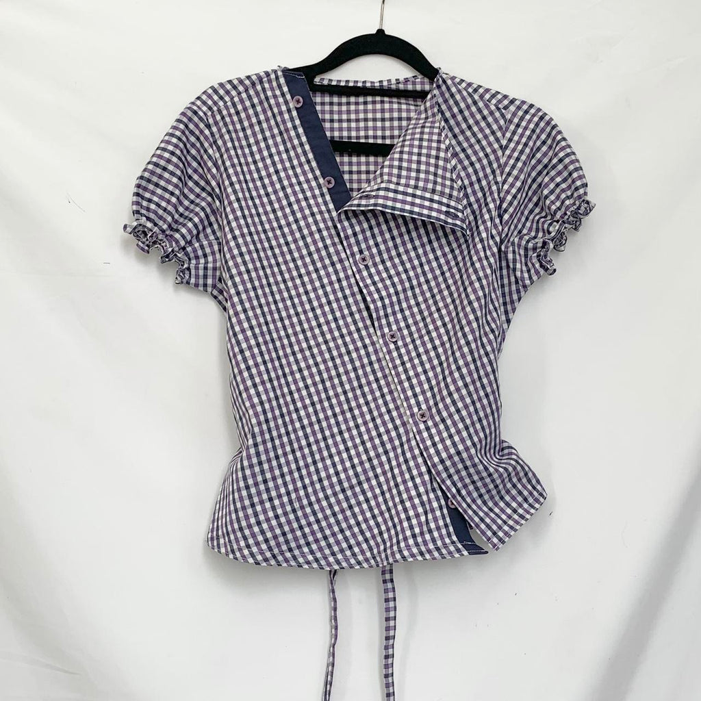 Plaid asymmetric shirt