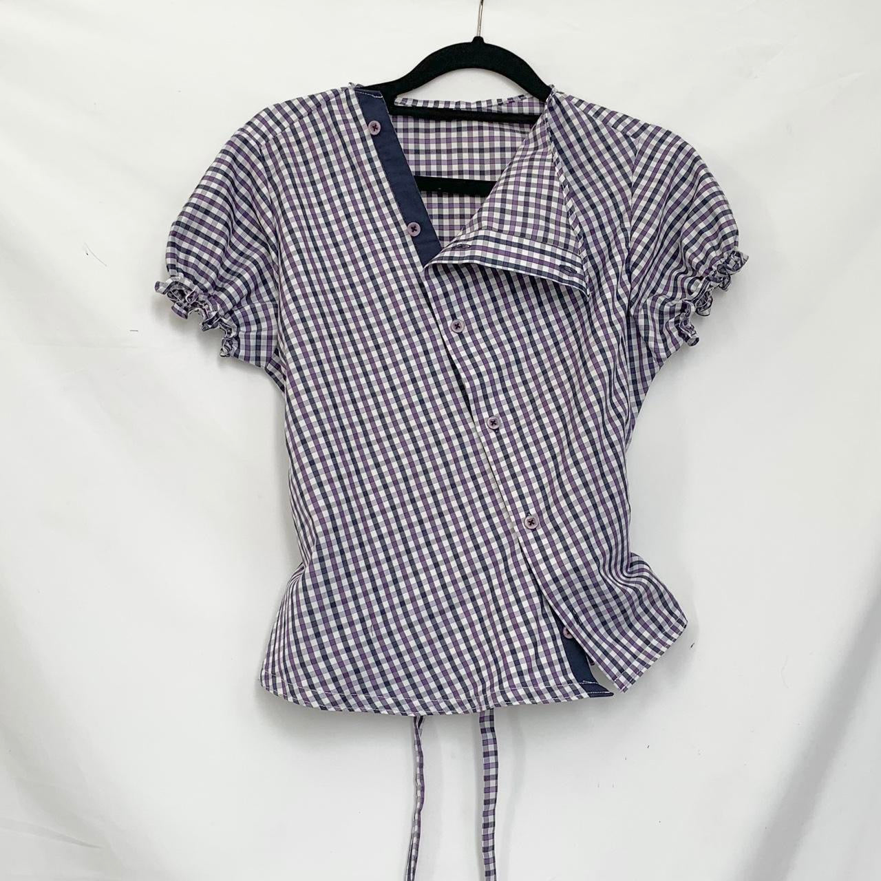 Plaid asymmetric shirt