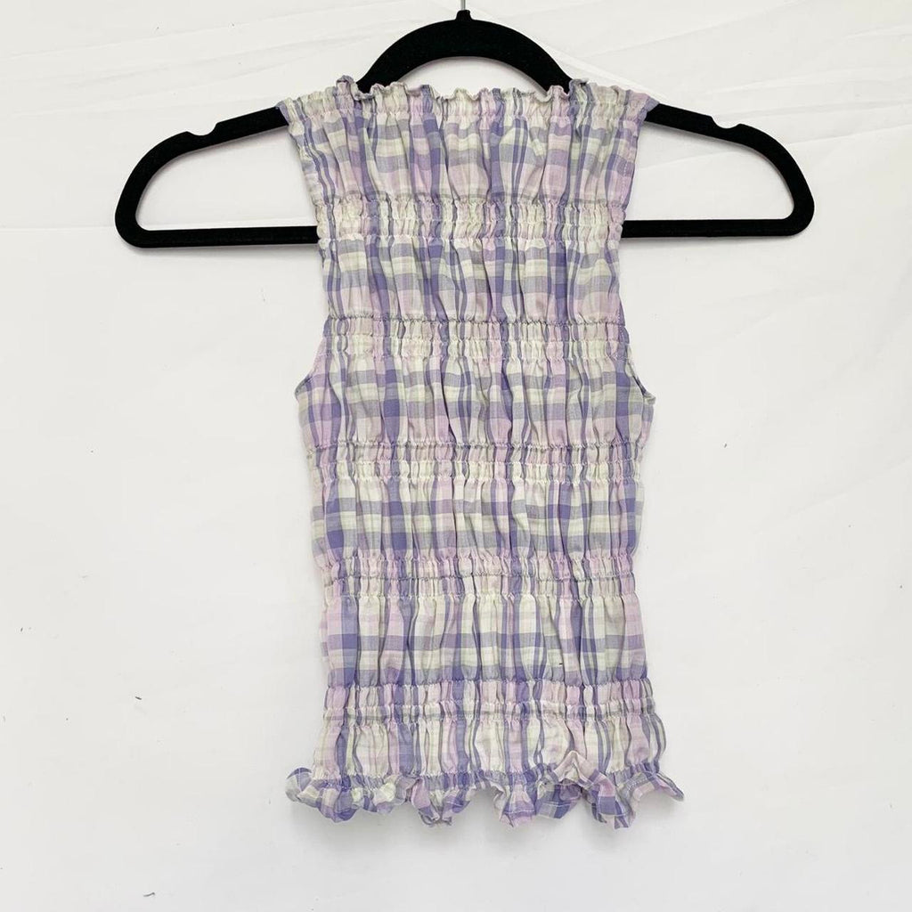 Plaid Ruched Tank Top