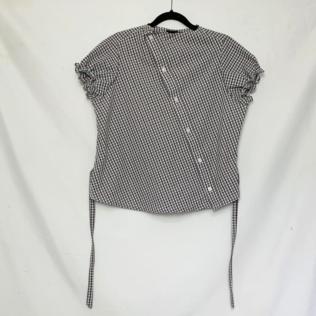 Plaid asymmetric shirt