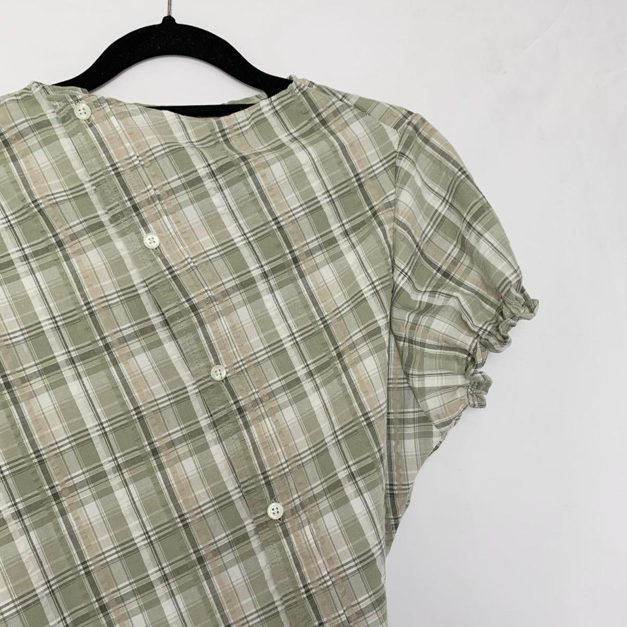 Plaid asymmetric shirt