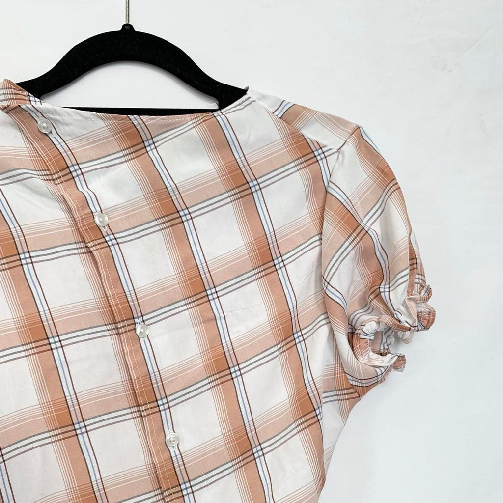 Plaid asymmetric shirt