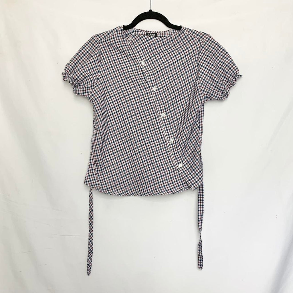 Plaid asymmetric shirt