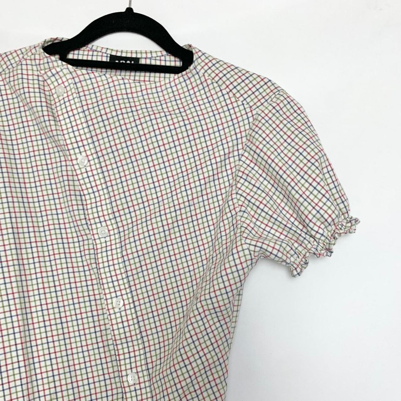 Plaid asymmetric shirt