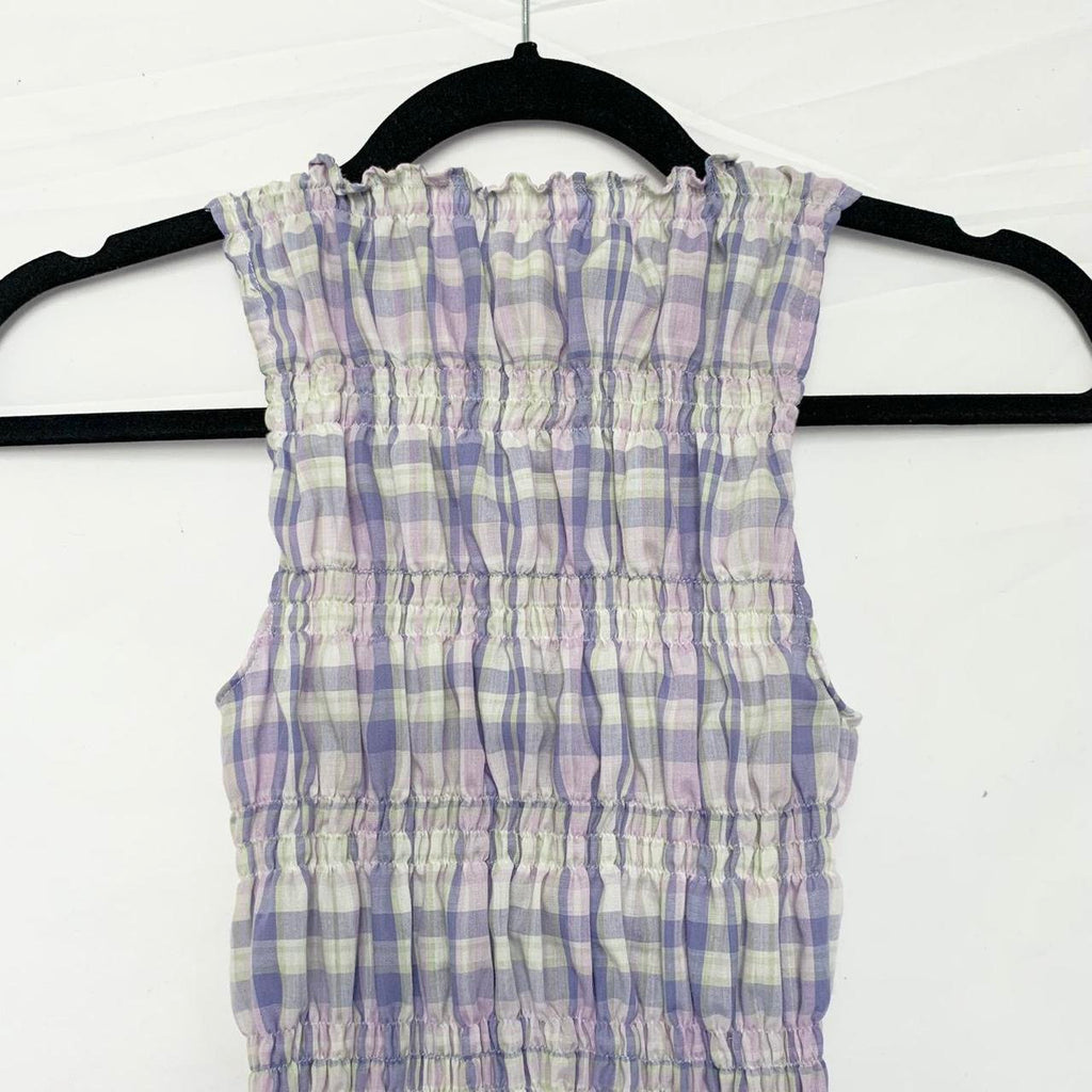 Plaid Ruched Tank Top