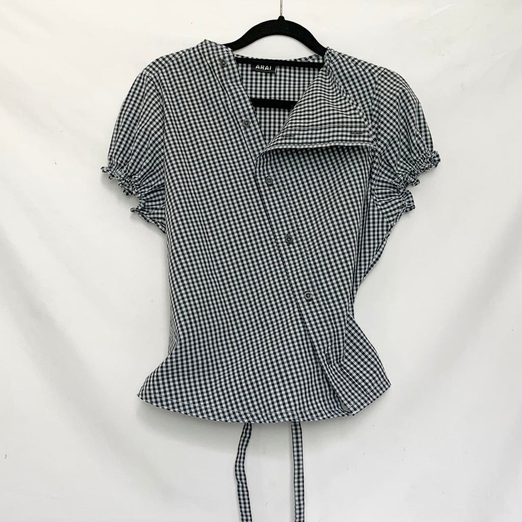 Gingham asymmetric shirt
