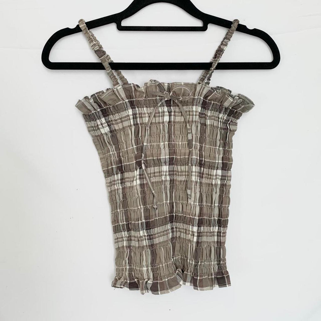Plaid Ruched Cami Top
