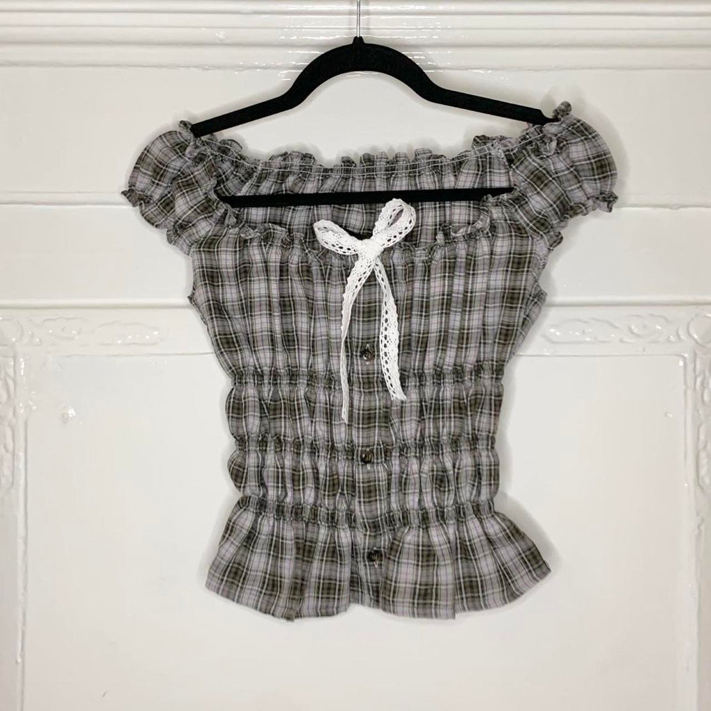 Plaid Milkmaid Top