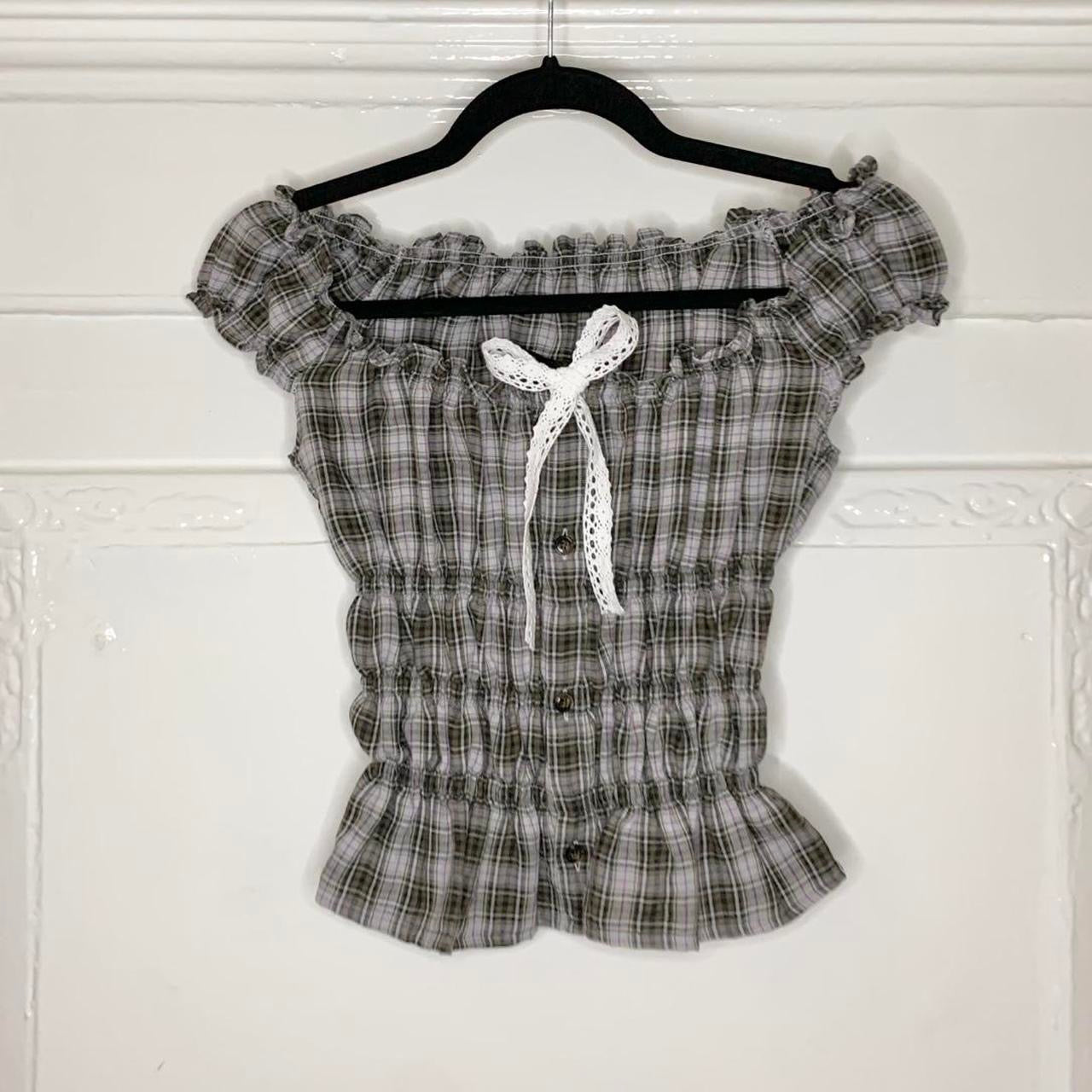 Plaid Milkmaid Top