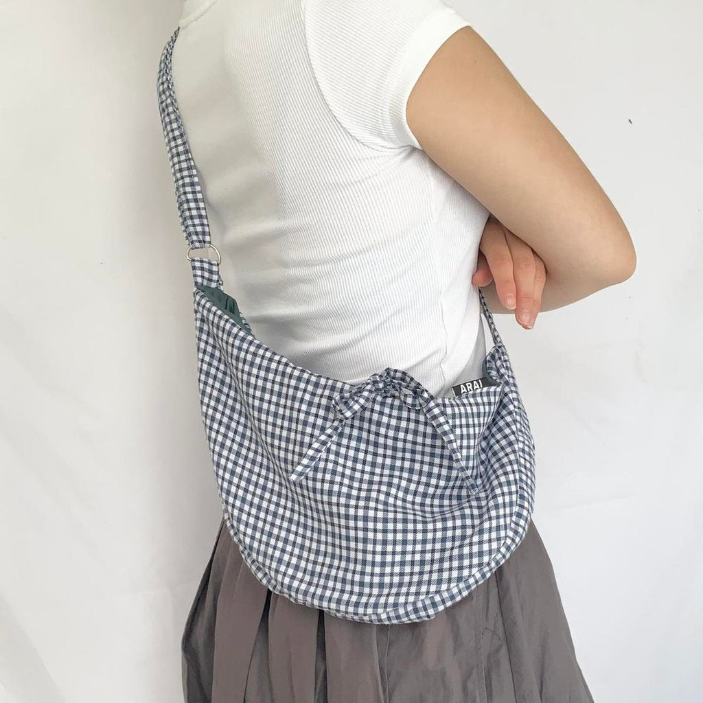 Plaid Crescent Bag