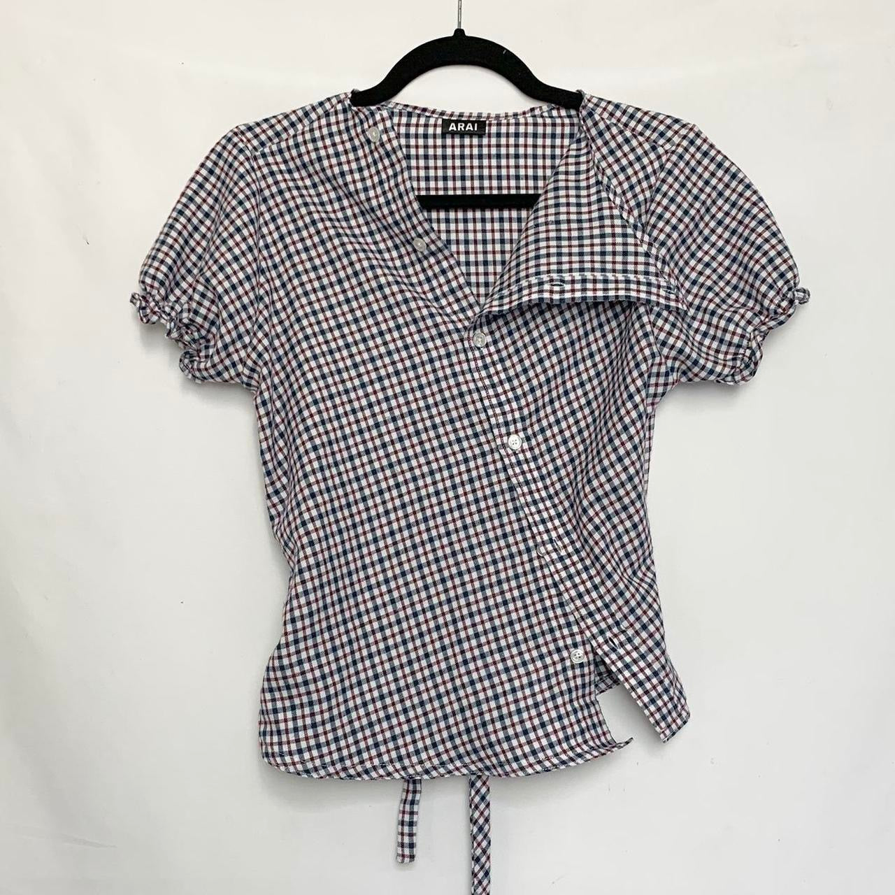 Plaid asymmetric shirt