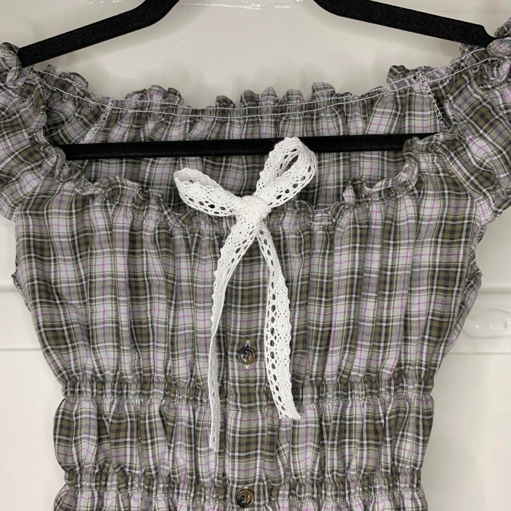 Plaid Milkmaid Top