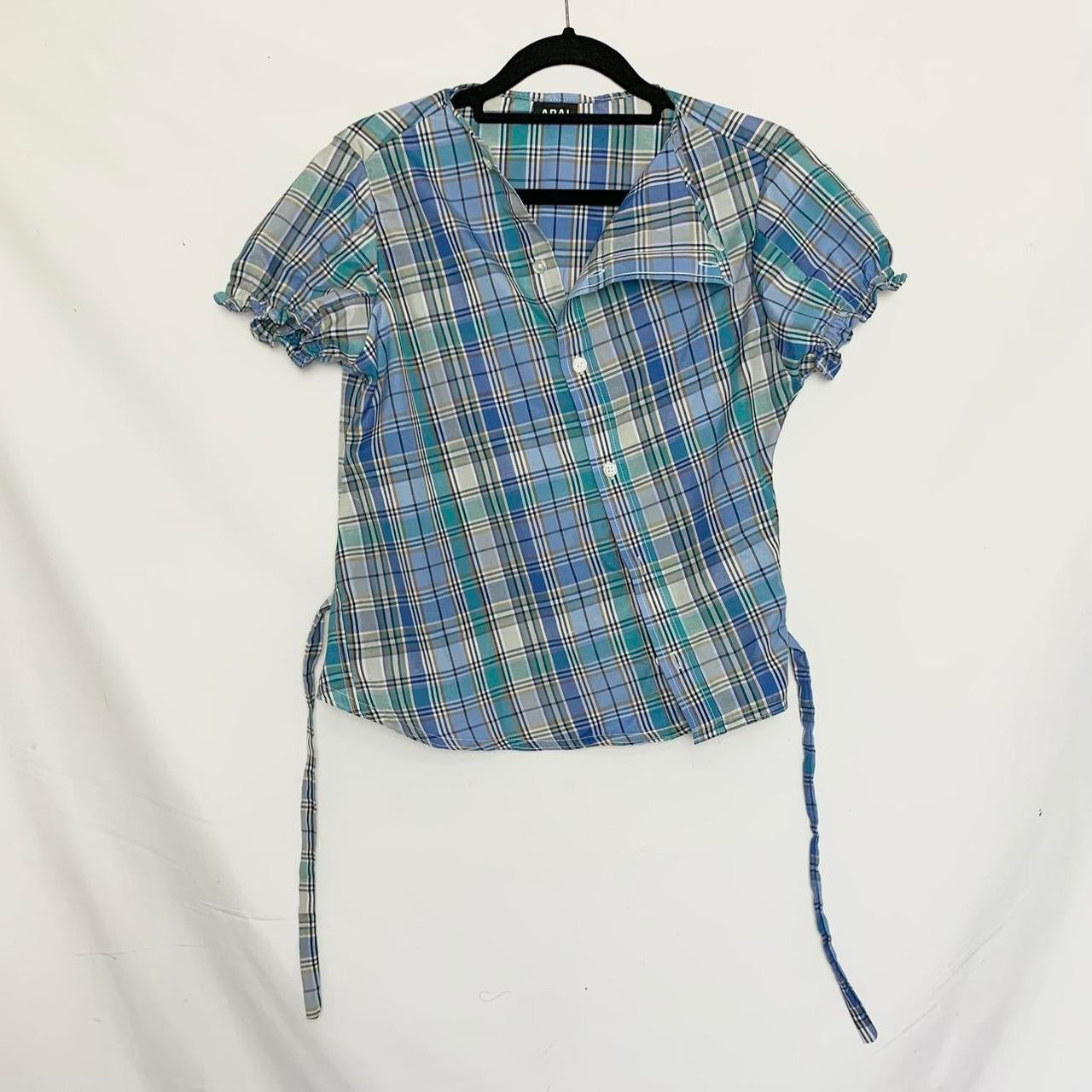 Plaid asymmetric shirt