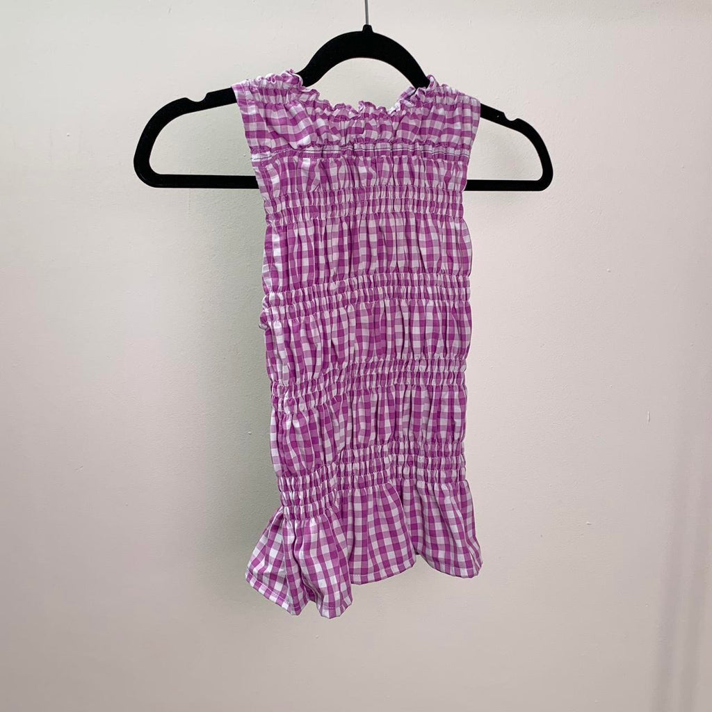 Checkered Ruched Tank Top