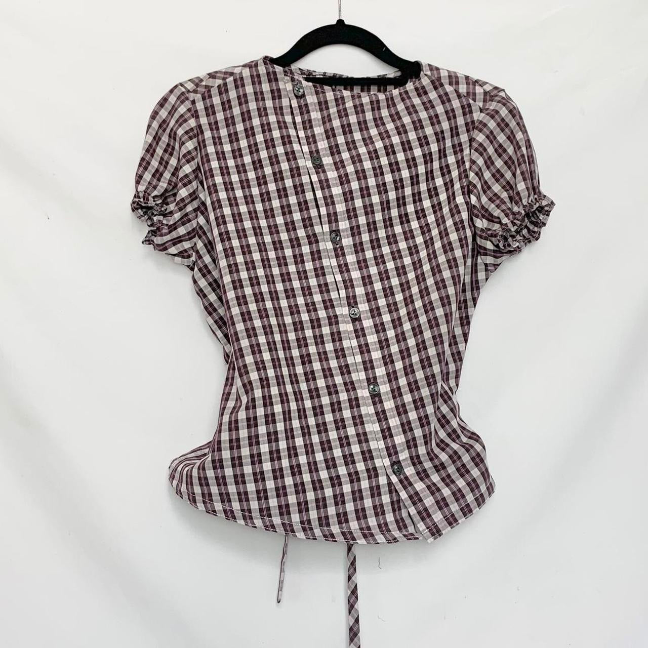 Plaid asymmetric shirt
