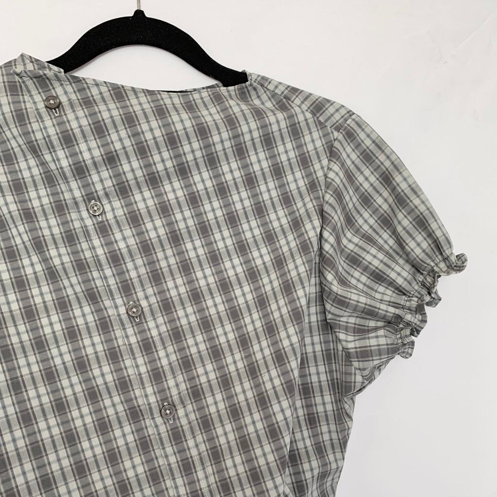 Plaid asymmetric shirt