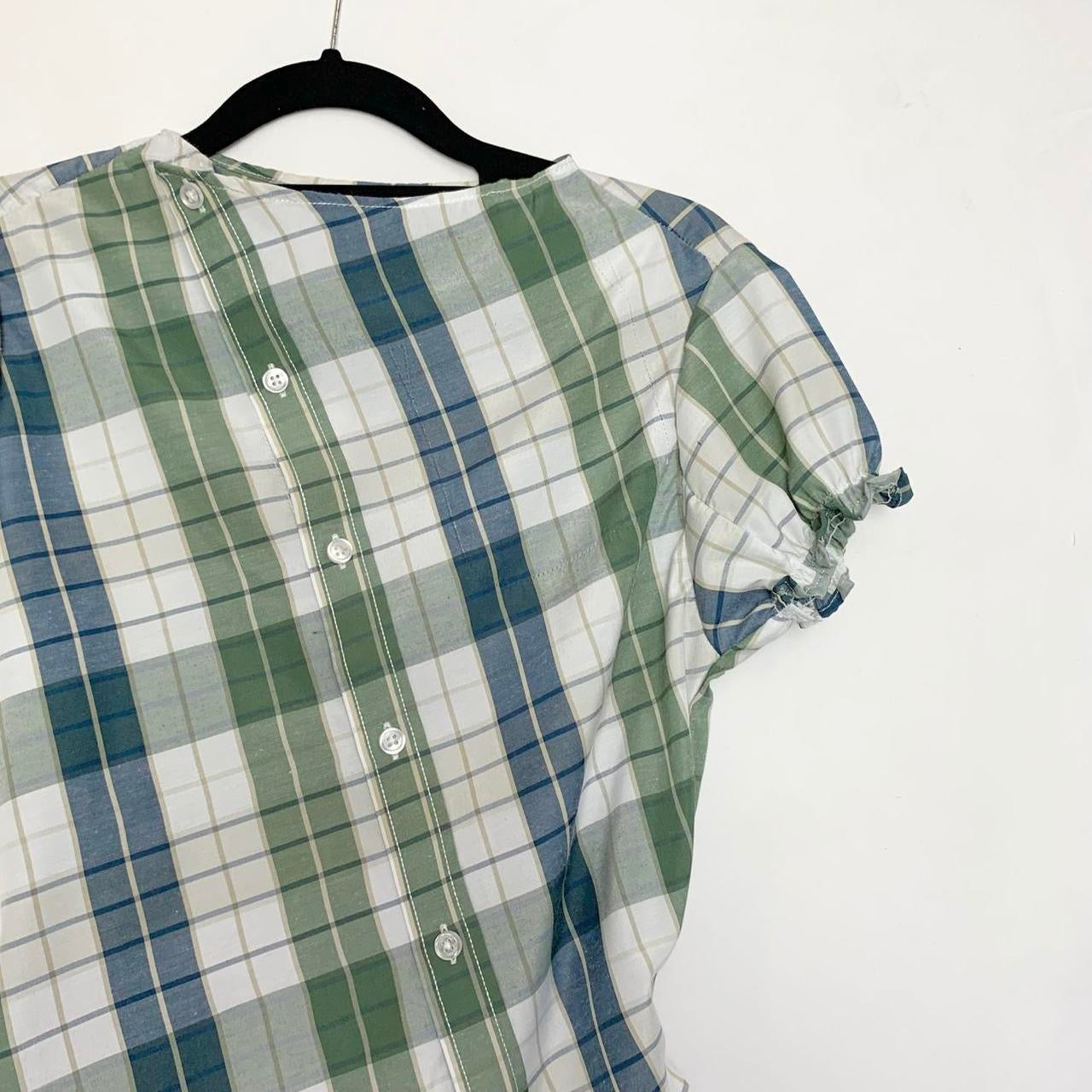 Plaid asymmetric shirt