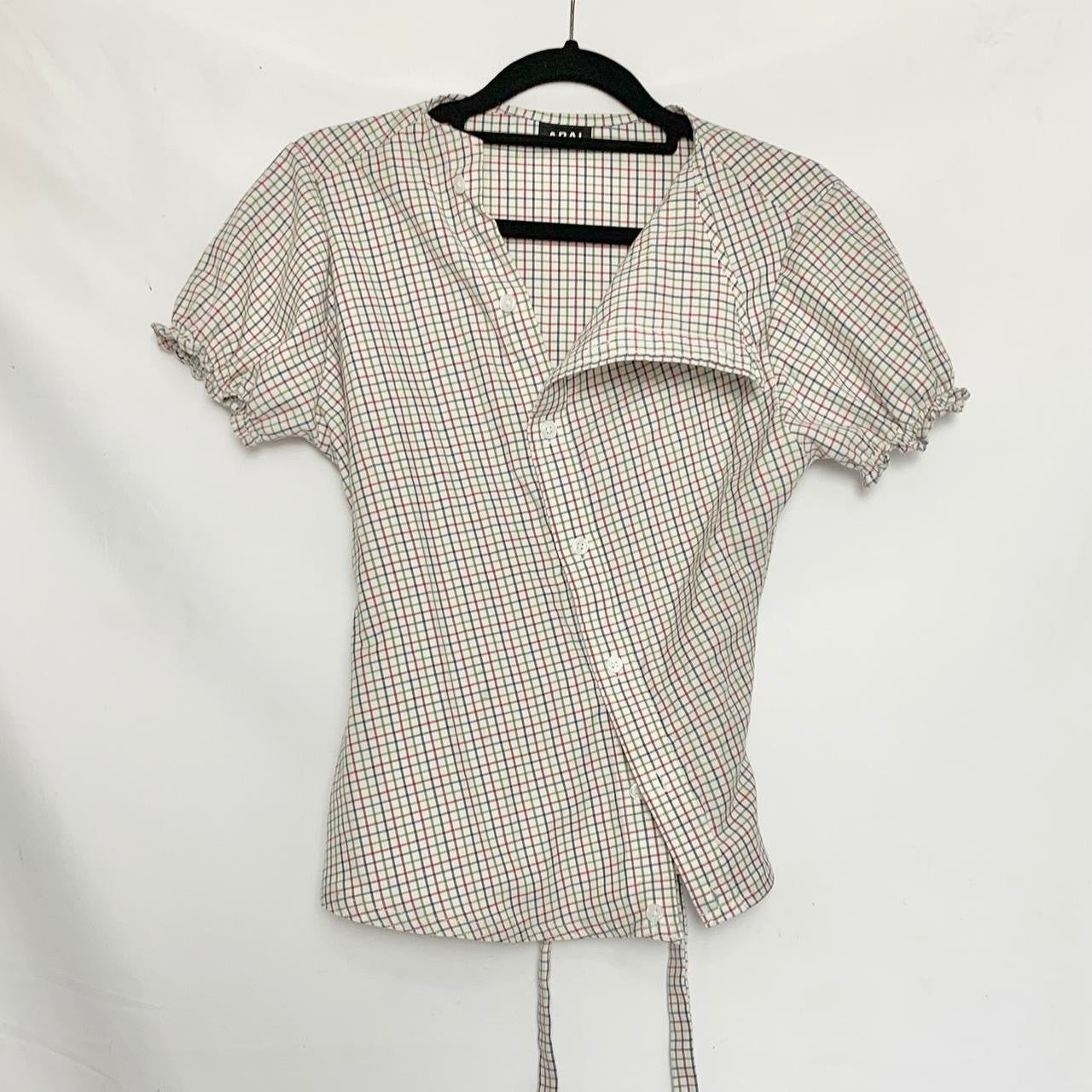 Plaid asymmetric shirt