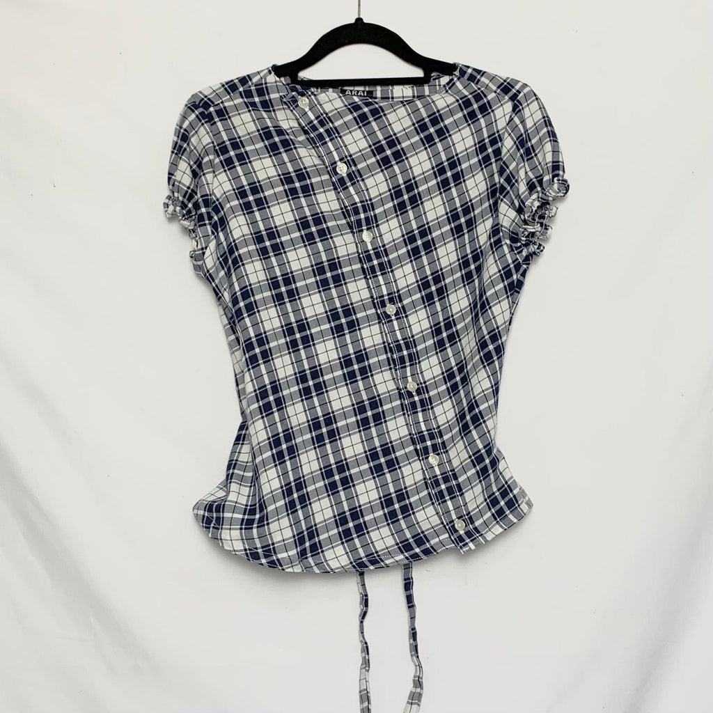 Plaid asymmetric shirt