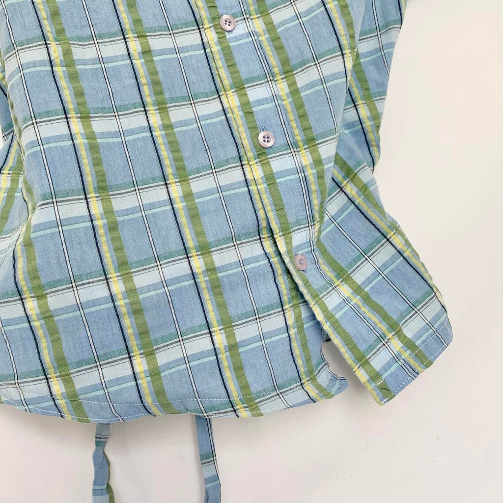 Plaid asymmetric shirt