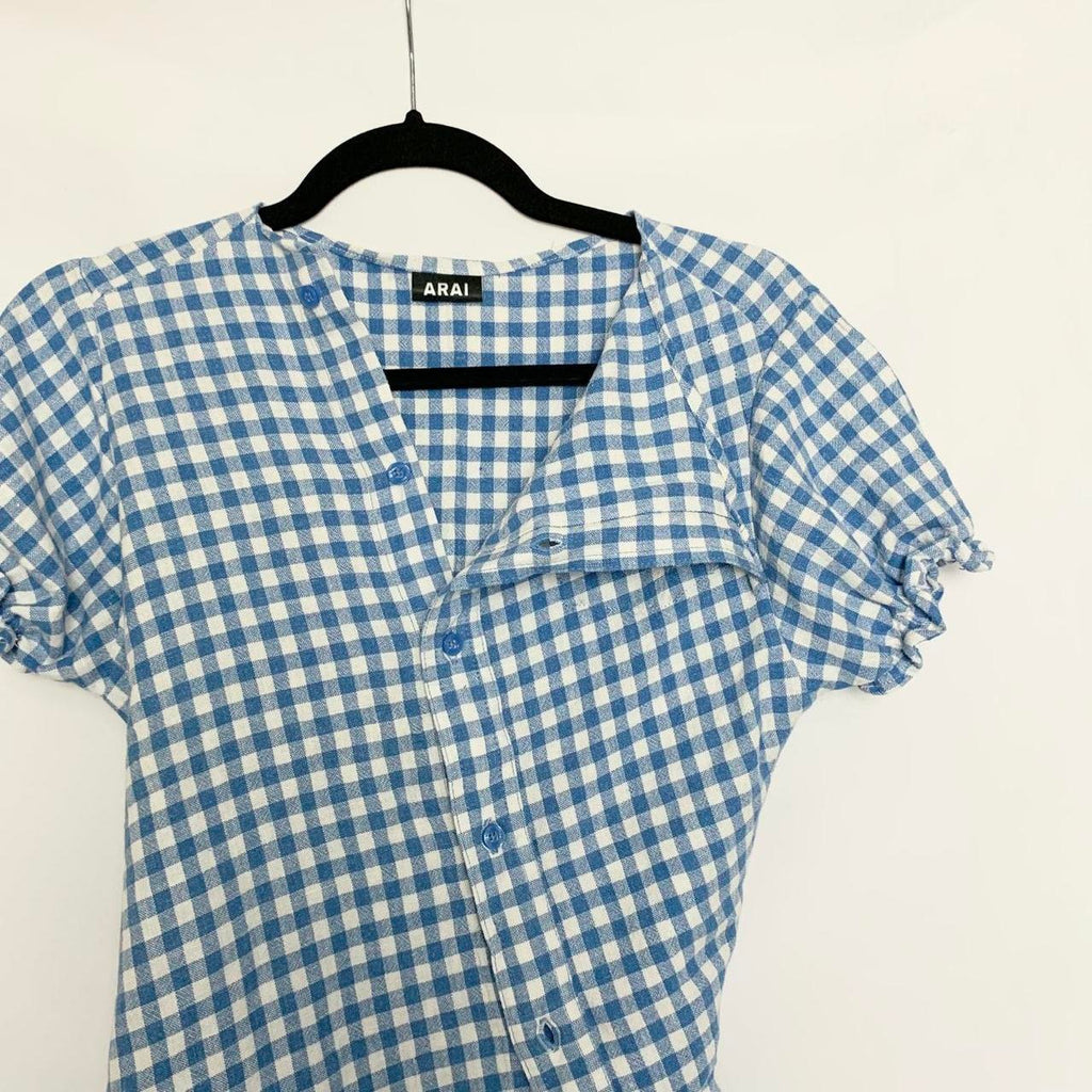 Plaid asymmetric shirt