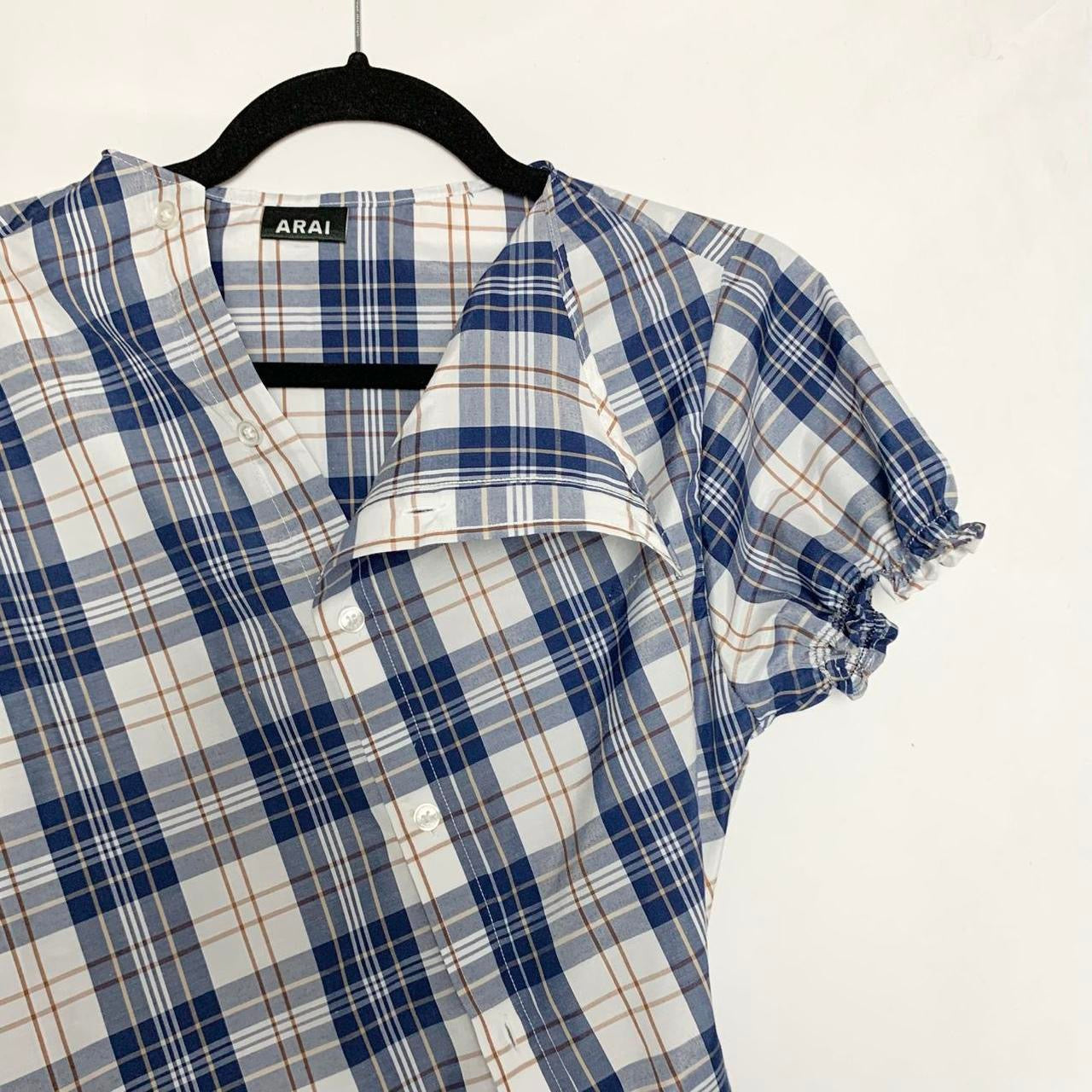 Plaid asymmetric shirt