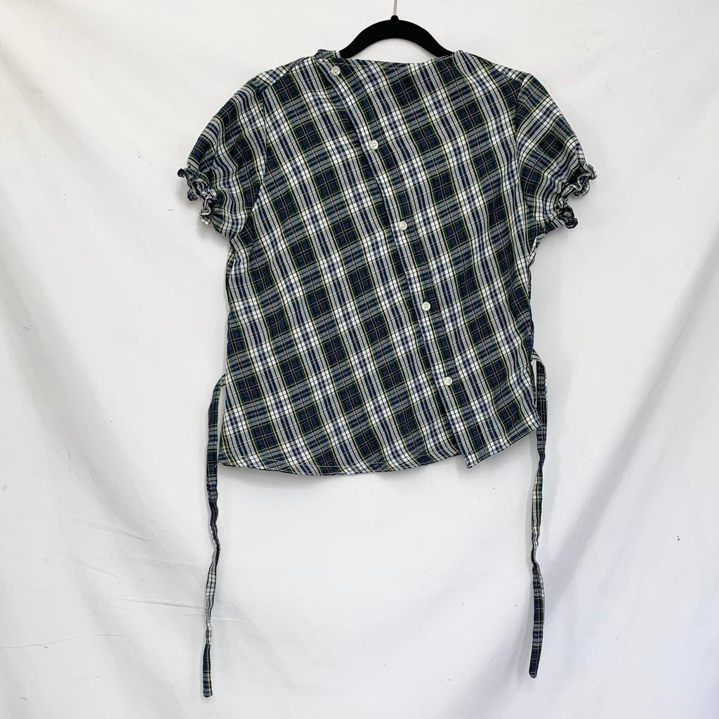 Plaid asymmetric shirt
