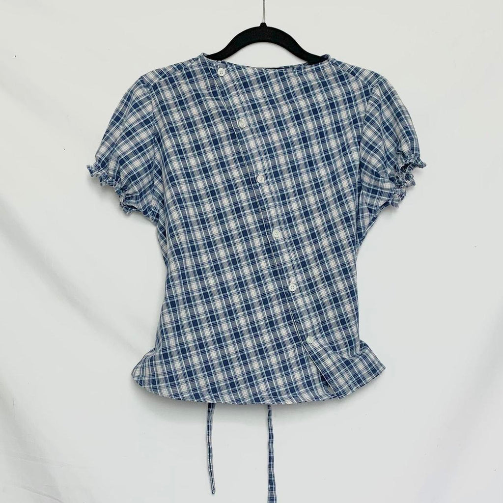 Plaid asymmetric shirt